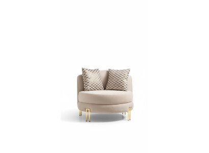 Armchair Upholstered Seat Design Couch Armchair Relax Fabric Lounge Luxury Living Room