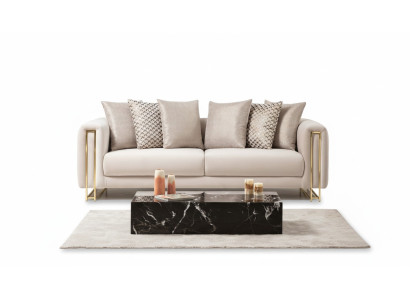 Design Textile 3-Seater White Elegant Modern Sofa Upholstery Couch New Living Room
