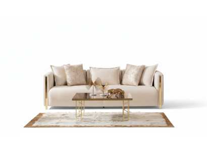 Sofáin trí shuí, troscán lúxúir, sofa núálach trí shuí, couch teicstíl 245cm