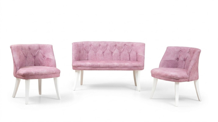 Kitchen seating ensemble bench armchair pink Chesterfield set seating furniture fabric