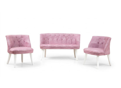Kitchen seating ensemble bench armchair pink Chesterfield set seating furniture fabric
