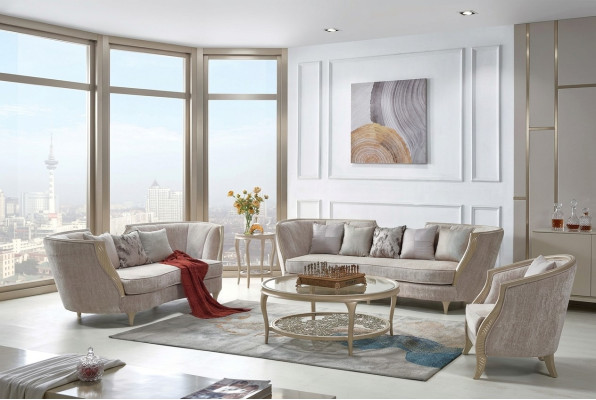 Exclusive beige sofa set 3+2 seater designer 2-piece set textile couches