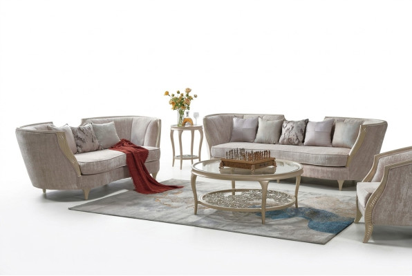 Exclusive beige sofa set 3+2 seater designer 2-piece set textile couches