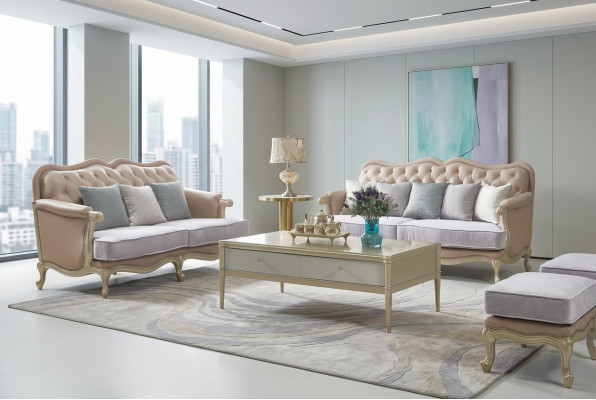 Beige Chesterfield Sofa Set 3+2 Seater Designer Living Room Sofas 2-piece Set