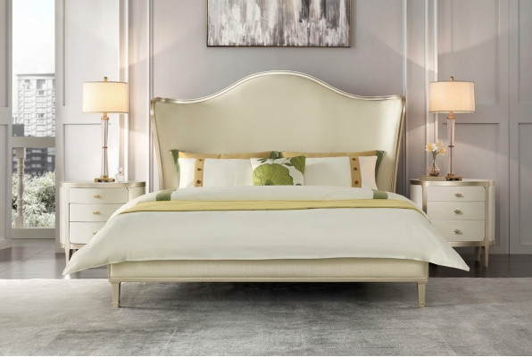 Modern bedroom set with double bed and nightstands
