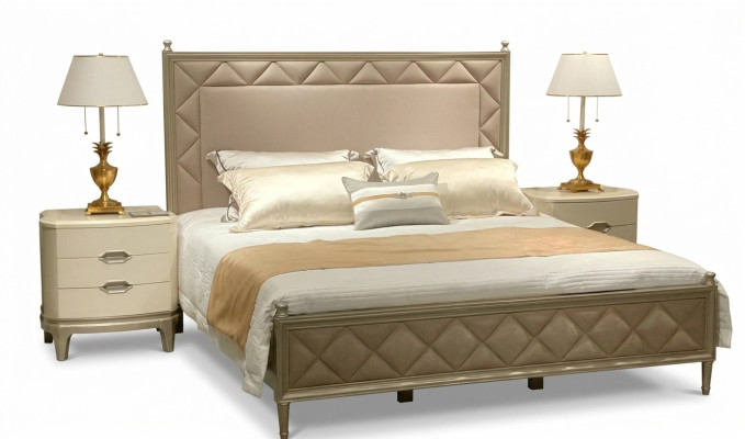 Bedroom bed upholstery design furniture luxury double beige beds leather