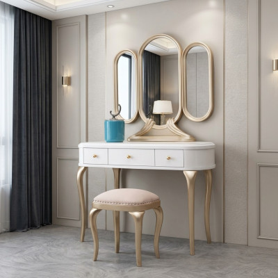Makeup table with mirror luxury console dresser stool complete set