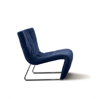 Chair without armrest luxury upholstery design furniture Italian style fabric blue