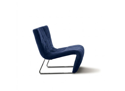 Chair without armrest luxury upholstery design furniture Italian style fabric blue