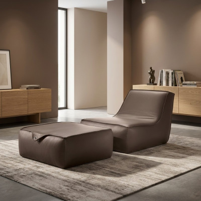 Designer armchair, stool, luxury single-seater, modern, gray leather, furniture, single-seater, Prianera.
