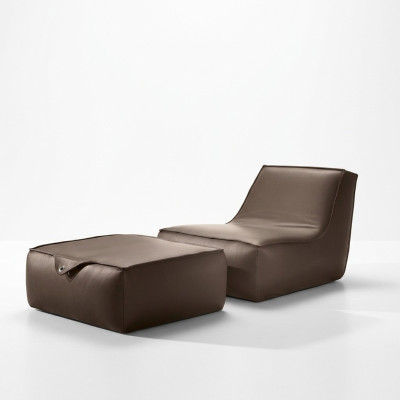 Designer armchair, stool, luxury single-seater, modern, gray leather, furniture, single-seater, Prianera.