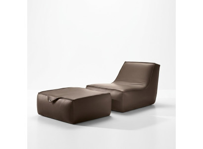 Designer armchair, stool, luxury single-seater, modern, gray leather, furniture, single-seater, Prianera.