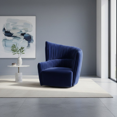 Armchair Luxury Design Furniture Blue Modern Style Design Textile Living Room Lounge New