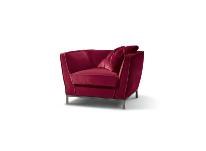 Luxury Single-Seat Armchair Red Upholstery Relax Design Italian Furniture Prianera New