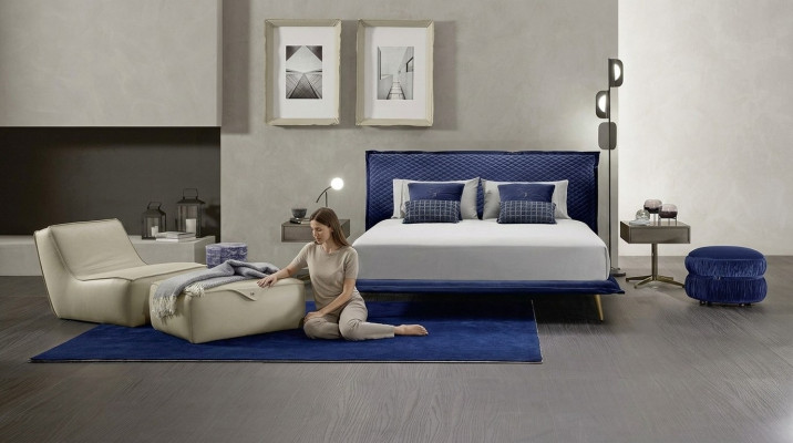 Double bed beds bed frame bed wood bedroom blue classic Prianera new