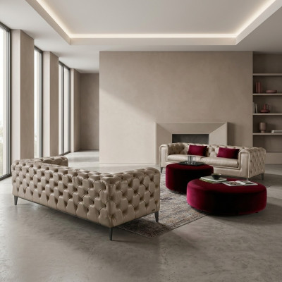 Luxurious 3+3 seater sofa set in beige by Chesterfield