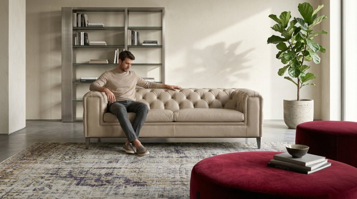 Sofa 3 Seater Living Room Chesterfield Furniture Design Luxury Italian Style Beige