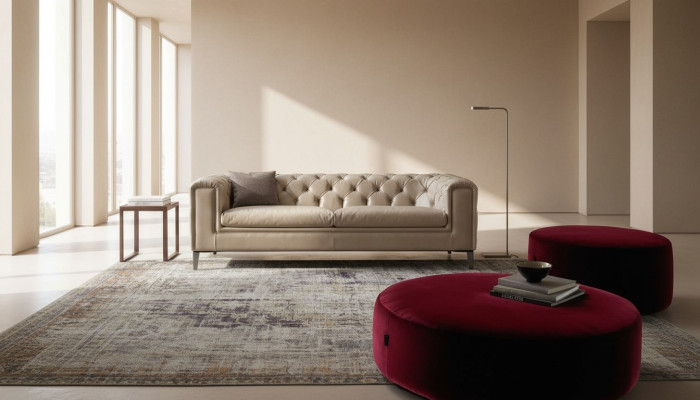 Sofa 3 Seater Living Room Chesterfield Furniture Design Luxury Italian Style Beige