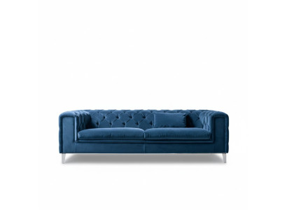 Sofa 3-Seater Blue Luxury Textile Living Room Design Italian Furniture
