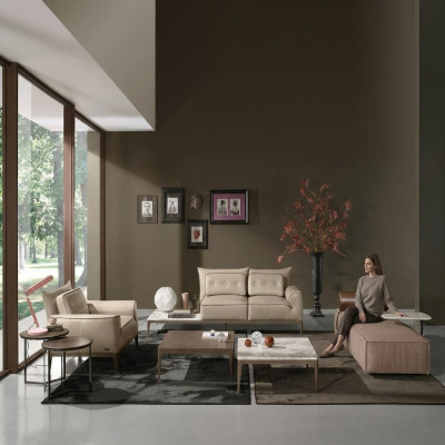 Luxury Suite Sofa Set 2+1 Seat Sofa Sofas Armchair Leather 2pcs. PRIANERA