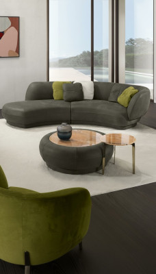 Textile Sofa 3-Seater Upholstered Leather Modern Relax Seat Luxury Furniture Corner Sofa Round