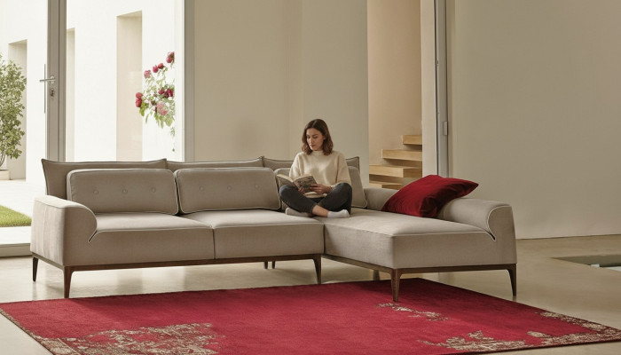 L-shaped sectional couch luxurious furniture sofa gray design living room furniture Italian