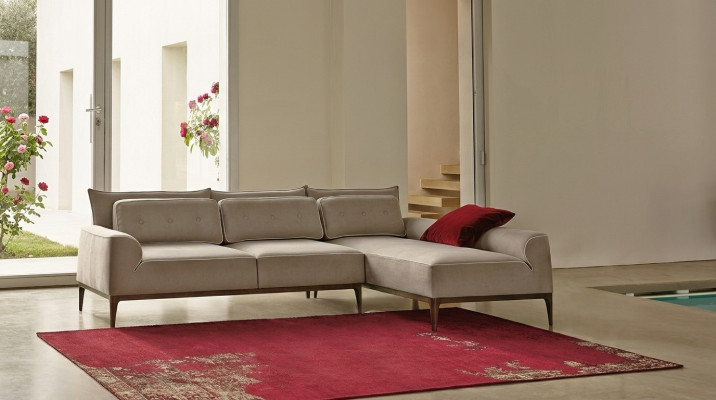 L-shaped sectional couch luxurious furniture sofa gray design living room furniture Italian