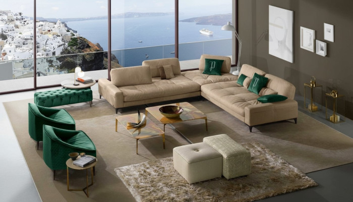 Leather L-Shape Luxury Sofas Sofas Corner Sectional Sofa Couch Italian Furniture