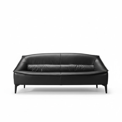Three-seater luxury sofa, 3-seater sofas seating, leather design couch, furniture style black.
