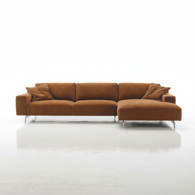 Brown sectional sofa design upholstery couch textile living room L shape sofas Prianera