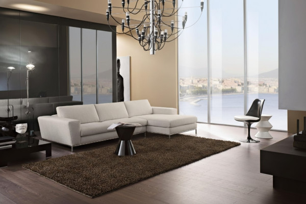 Textile luxury corner sofa L-shape upholstery modern white seating furniture living room corner new