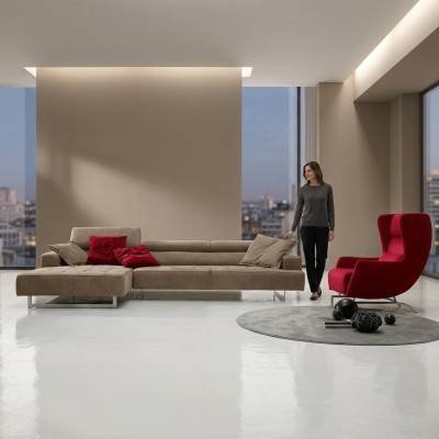 Leather sectional modern luxury sofas L-shaped sofa sectional living landscape gray new