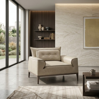 Design leather armchair living room lounge luxury chair designer furniture brown Prianera
