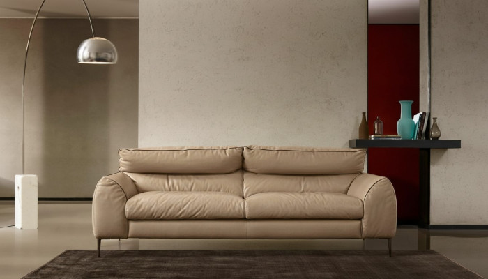 Living room leather sofa beige two-seater design sofas upholstered sofas 2-seat Prianera