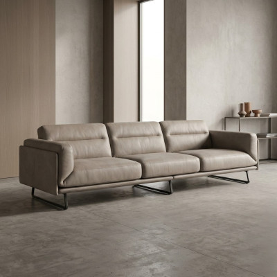 Sofa 4 Seater Leather Sofas Luxury Design Couch Beige Luxury Upholstery Four-Seater XXL