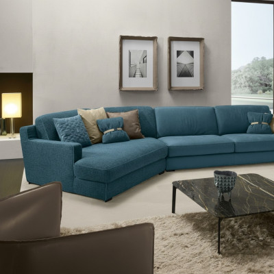 Design sofa L shape upholstered couch living room furniture corner sofa fabric blue
