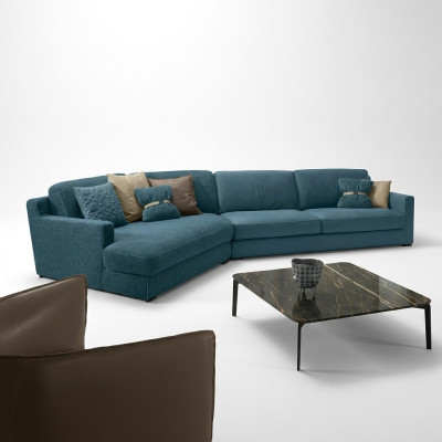 Design sofa L shape upholstered couch living room furniture corner sofa fabric blue