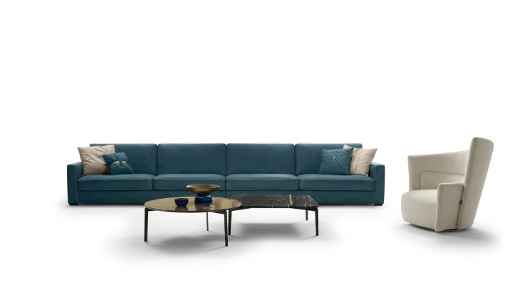 4-seater sofa upholstered couch leather sofas design Italian furniture blue