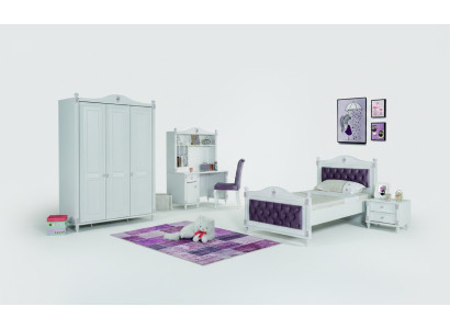 Children's room set furniture bed nightstand wardrobe furniture set 4-piece