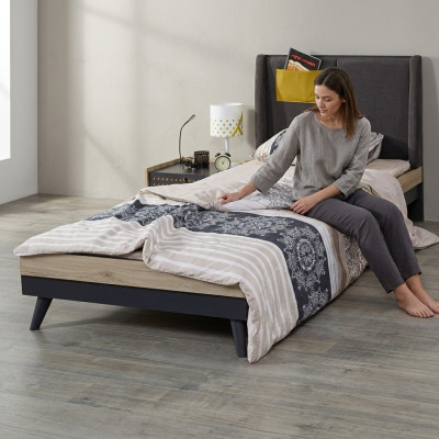 Bed wood beds bed frame youth room children's room black single bed