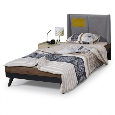 Bed wood beds bed frame youth room children's room black single bed