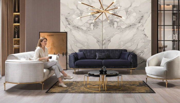 Luxury Suite Set Sofa Set 3+3+1 Seat Wood Sofas Armchair Couch