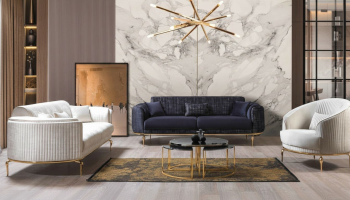 Luxury Suite Set Sofa Set 3+3+1 Seat Wood Sofas Armchair Couch