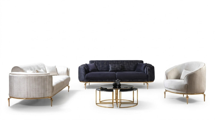 Luxury Suite Set Sofa Set 3+3+1 Seat Wood Sofas Armchair Couch