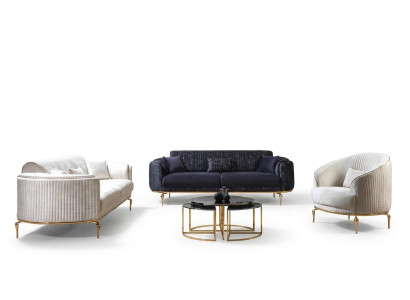 Luxury Suite Set Sofa Set 3+3+1 Seat Wood Sofas Armchair Couch