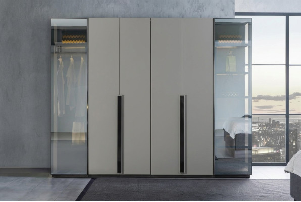 Elegant bedroom wardrobe glass cabinet transparent fronts cabinet