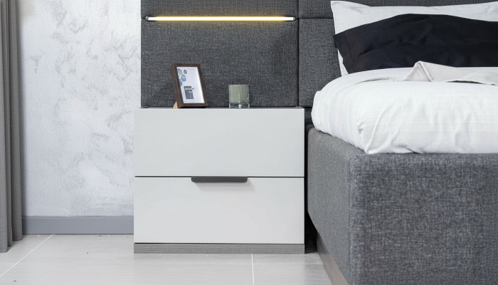 Luxury bedside table, antique white, set of 2 bedside tables, wood console, 61x45x52cm
