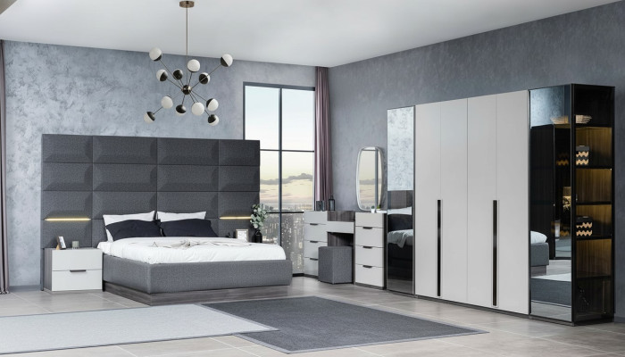 Complete bedroom furniture set bed 2x nightstand dressing table mirror 5 pieces new