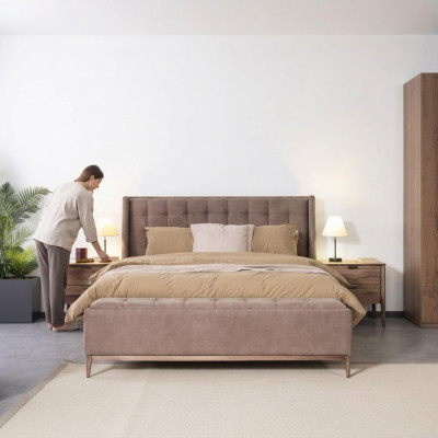 Bed design double bed luxury beds upholstered bedroom furniture new material wood