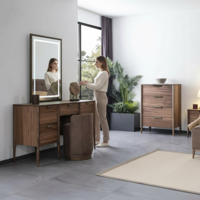Makeup table set console mirror material wood bedroom furniture design stool